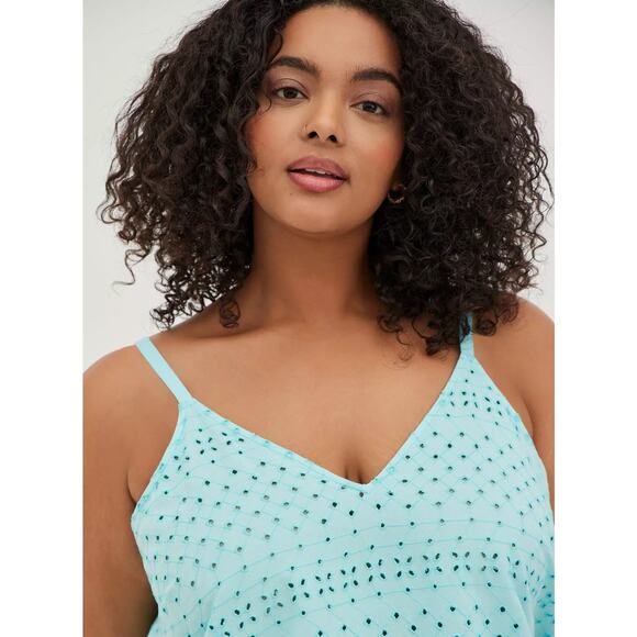 Torrid Sophie Embroidered Eyelet Swing Cami • Aqua Blue • Size 5X - Picture 5 of 10